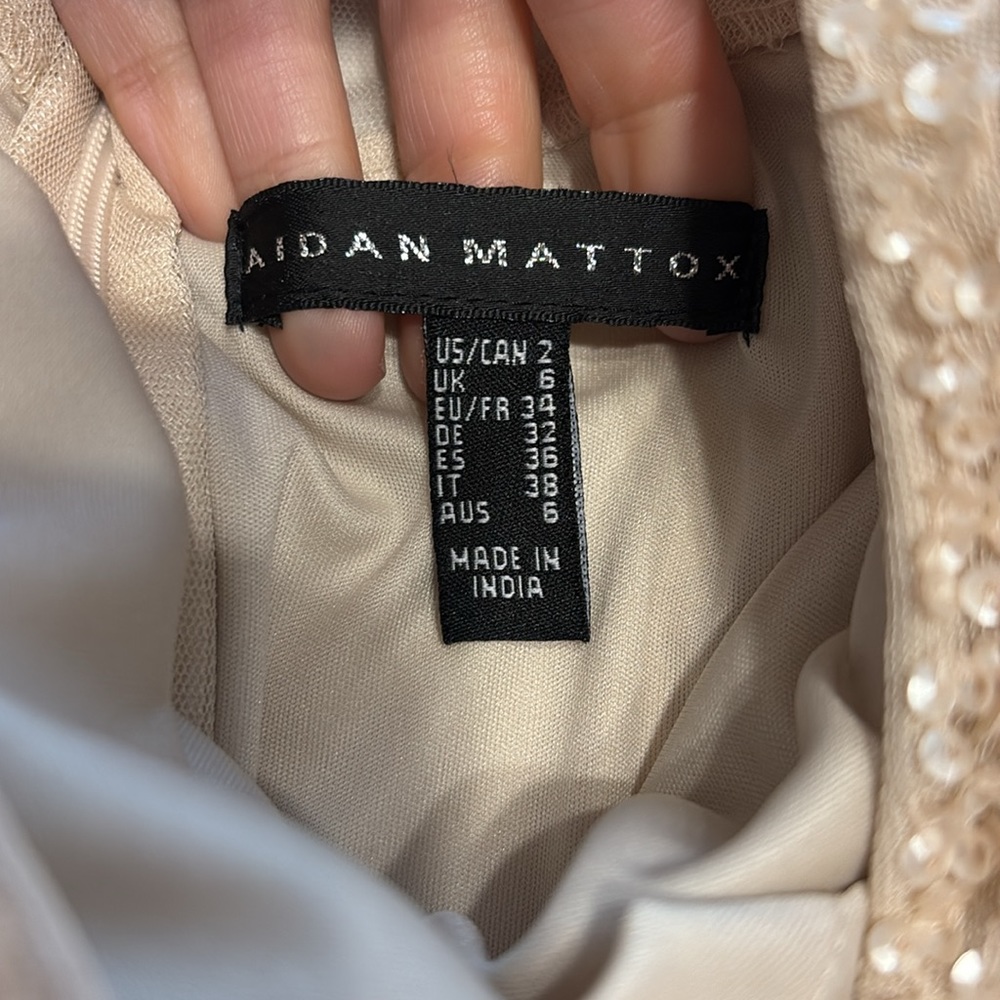 Adrianna Papell-Adrian Maddox Collection Sequin Tan Gown - Picture 11 of 13